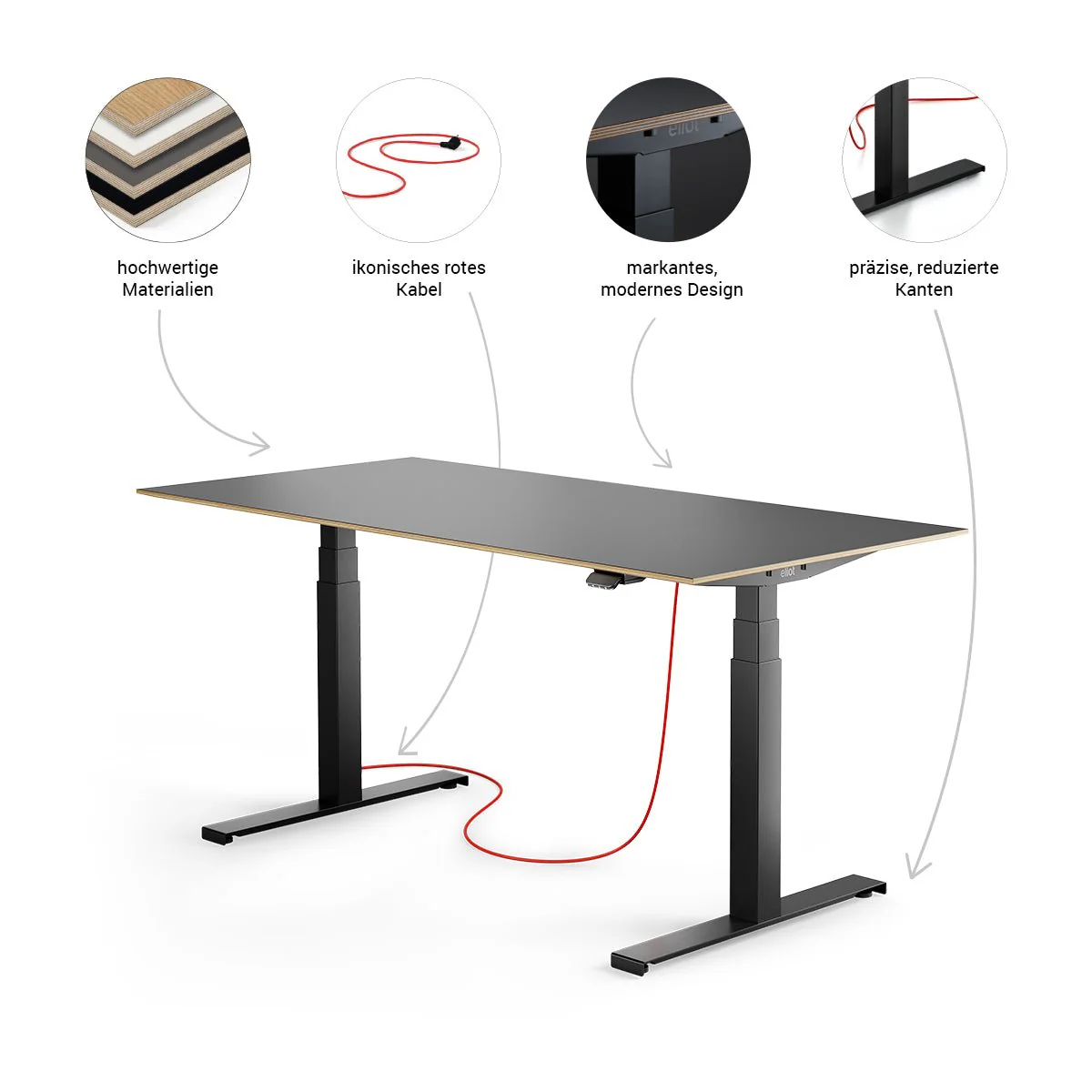 Eliot Lock Black Tischplatte MDF Black mit Fase 180x80cm - Image 6