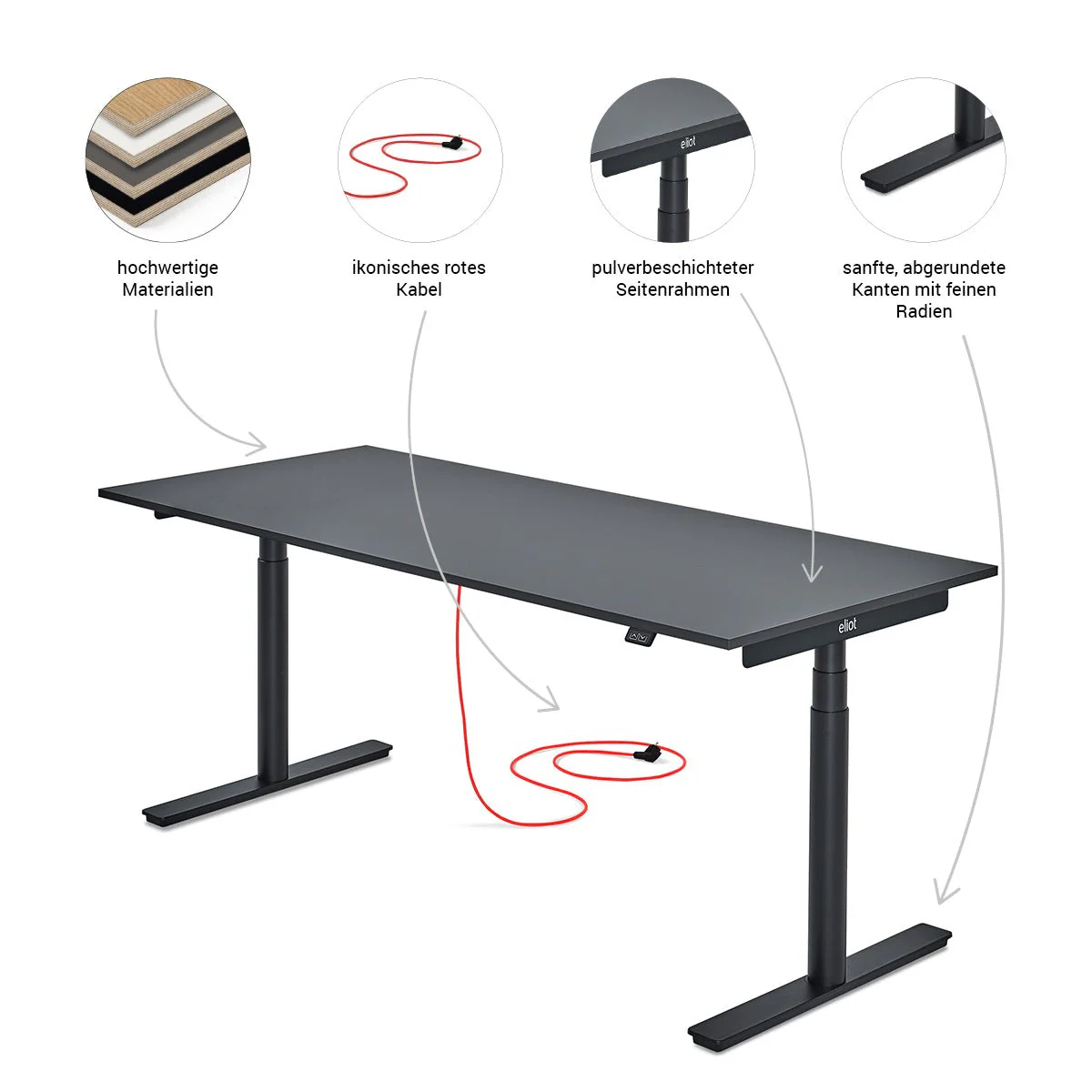 Eliot Original Black Tischplatte Soft Graphite 160x80cm - Image 6