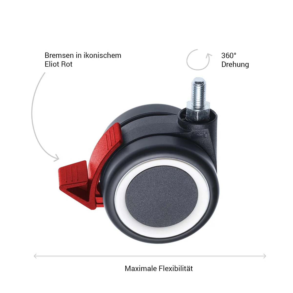Rollen Set mit roter Bremse für Eliot Original und Tiny - Image 3